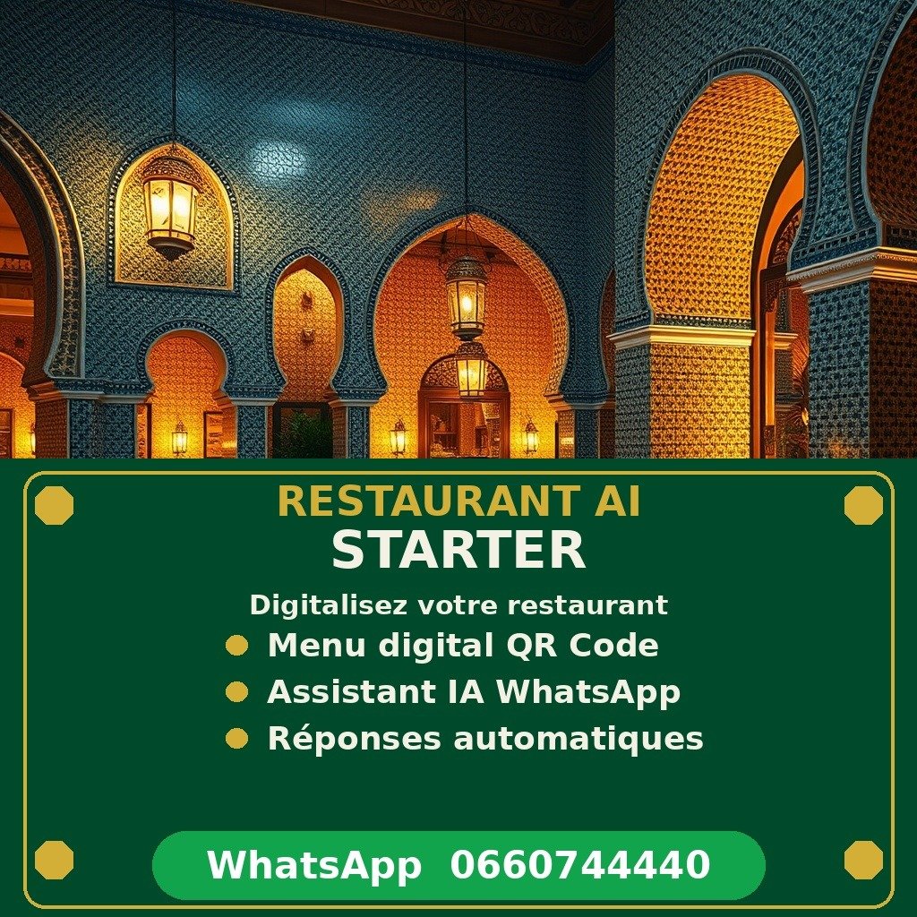 Restaurant AI Starter - digital QR menu and WhatsApp AI assistant in Morocco